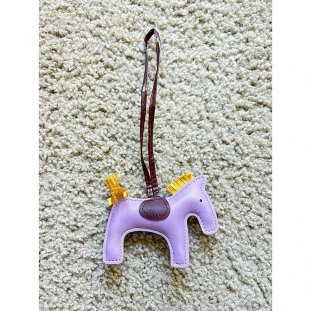 Lavender Faux Leather Horse pony‎ Bag Charm Keychain Accessory New